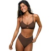 CUPSHE Bikini Set for Women Two Piece Swimsuits Cut Out High Waisted Scoop Neck V Cut Bottom(Chocolate Brown)