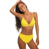 CUPSHE Two Piece Swimsuit for Women Bikini Set High Waisted V Neck O Ring Removable Straps Ruching Bathing Suits(Lemon Yellow)