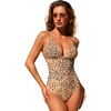 CUPSHE Women Swimsuit One Piece Bathing Suit Deep V Neck Crisscross Back Adjustable Strap(Brown Leopard)