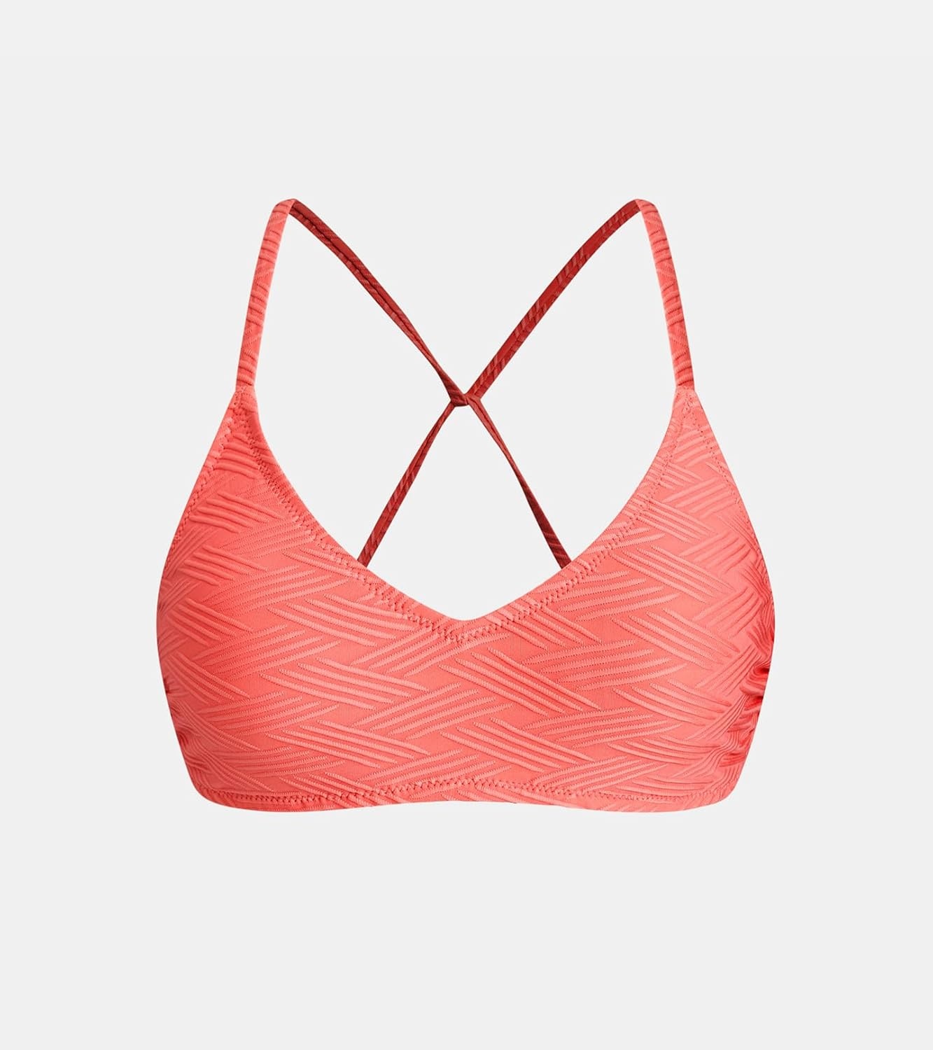 image:imageCUPSHE Bikini Top for Women Bathing Suit Criss Cross Self Tie Spaghetti Straps V NeckCoral Pink
