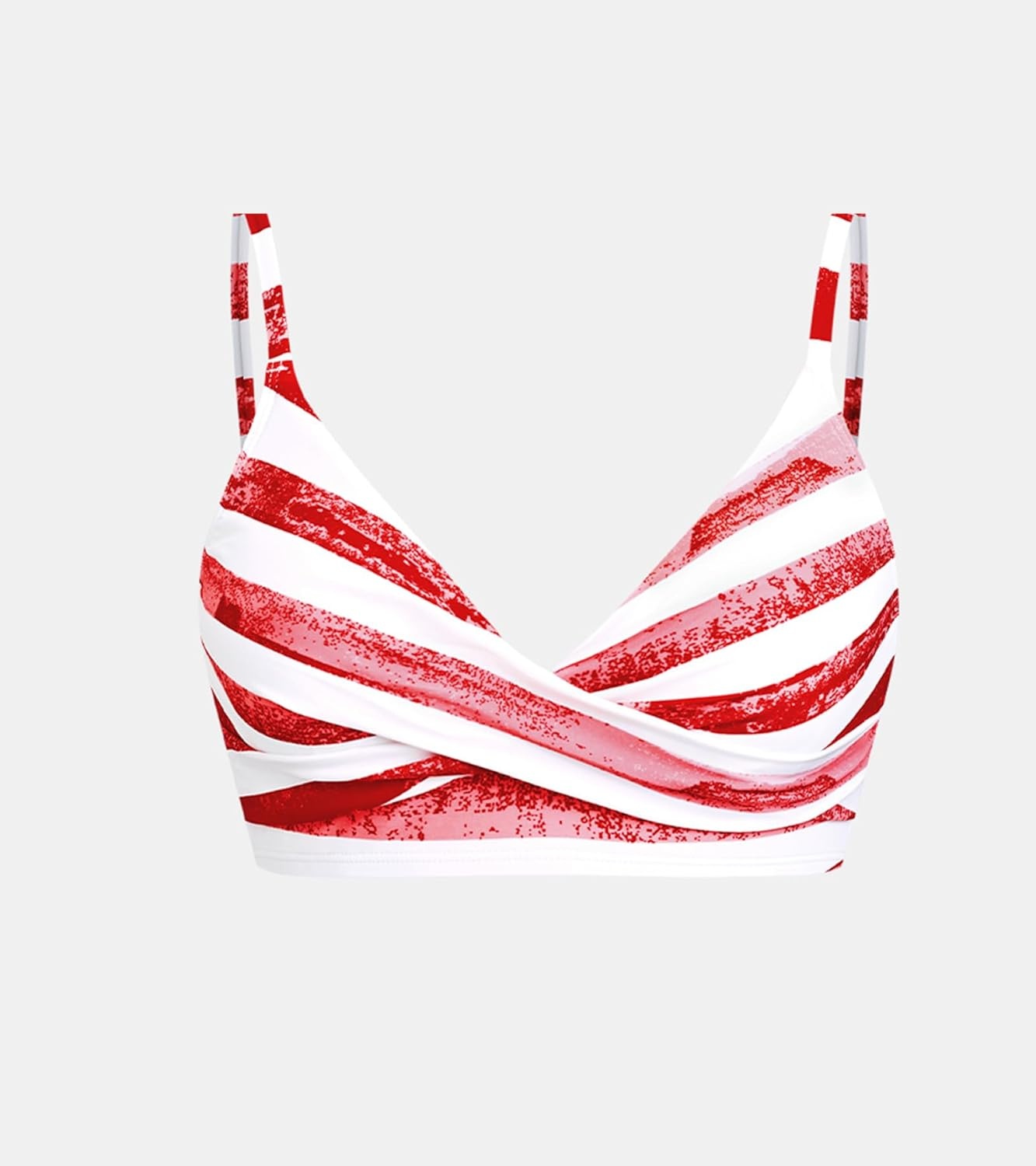 image:imageCUPSHE Womens Bikini Top Bathing Suit V Neck Adjustable Spaghetti Straps Twist FrontRed Striped
