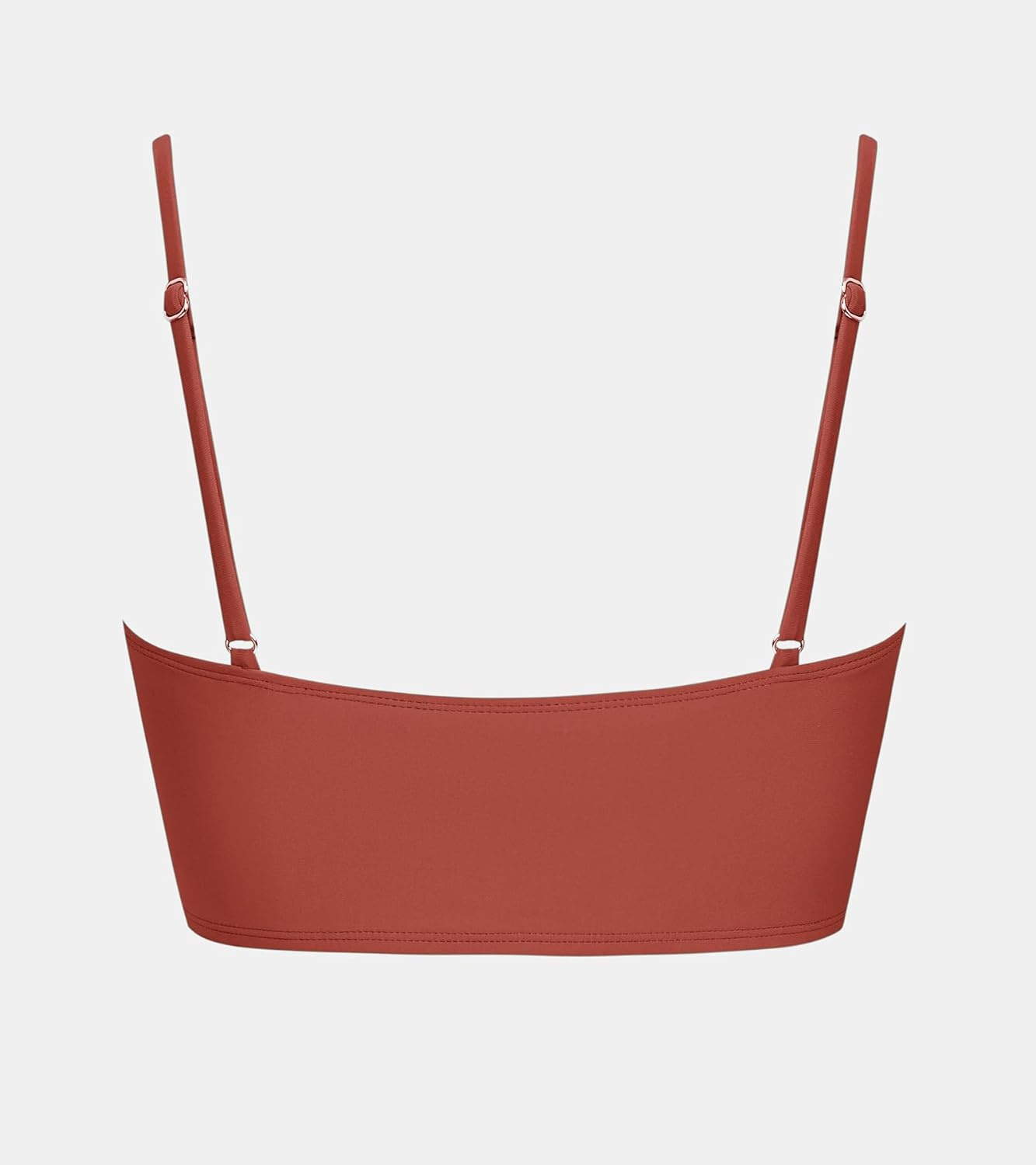 image:imageCUPSHE Womens Bikini Top Swimsuit Ruching Bandeau Top Spaghetti Adjustable StrapsBrick Red