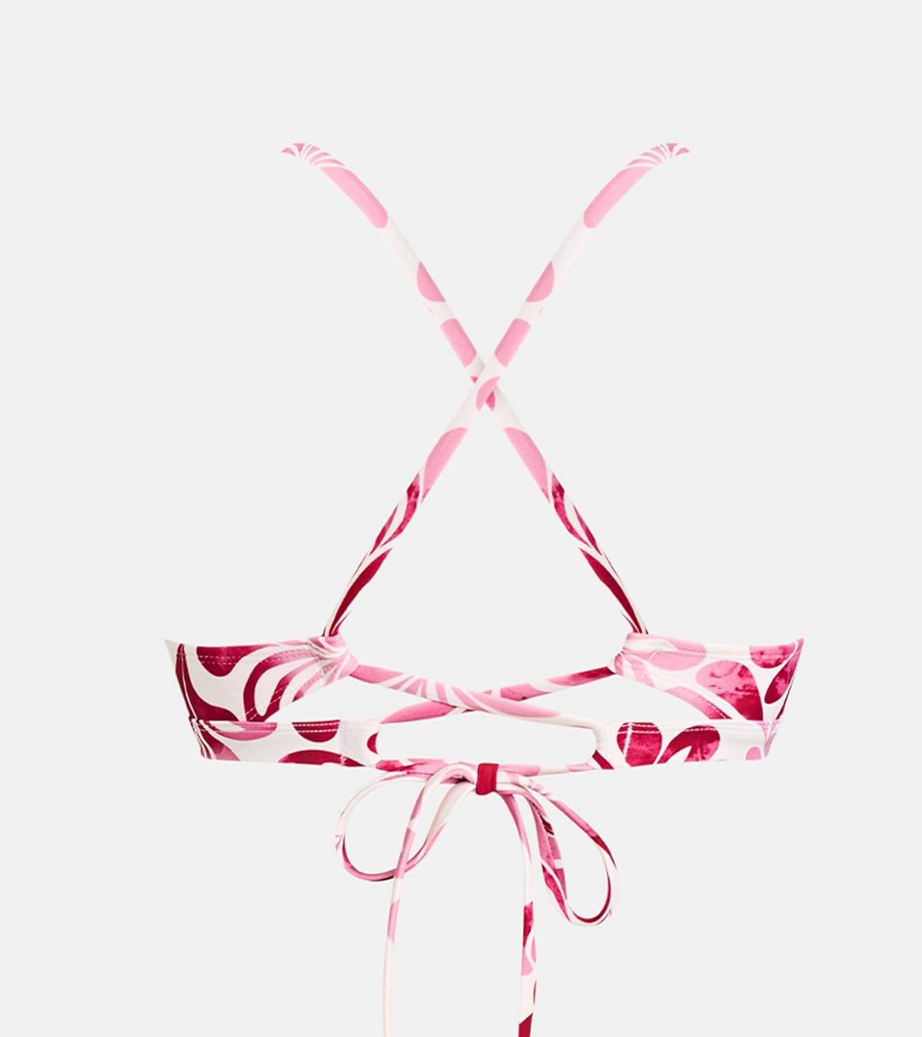 image:imageCUPSHE Womens Bikini Top V Neck Triangle Top Crisscross Back Self Tie Spaghetti StrapsRedAbstract