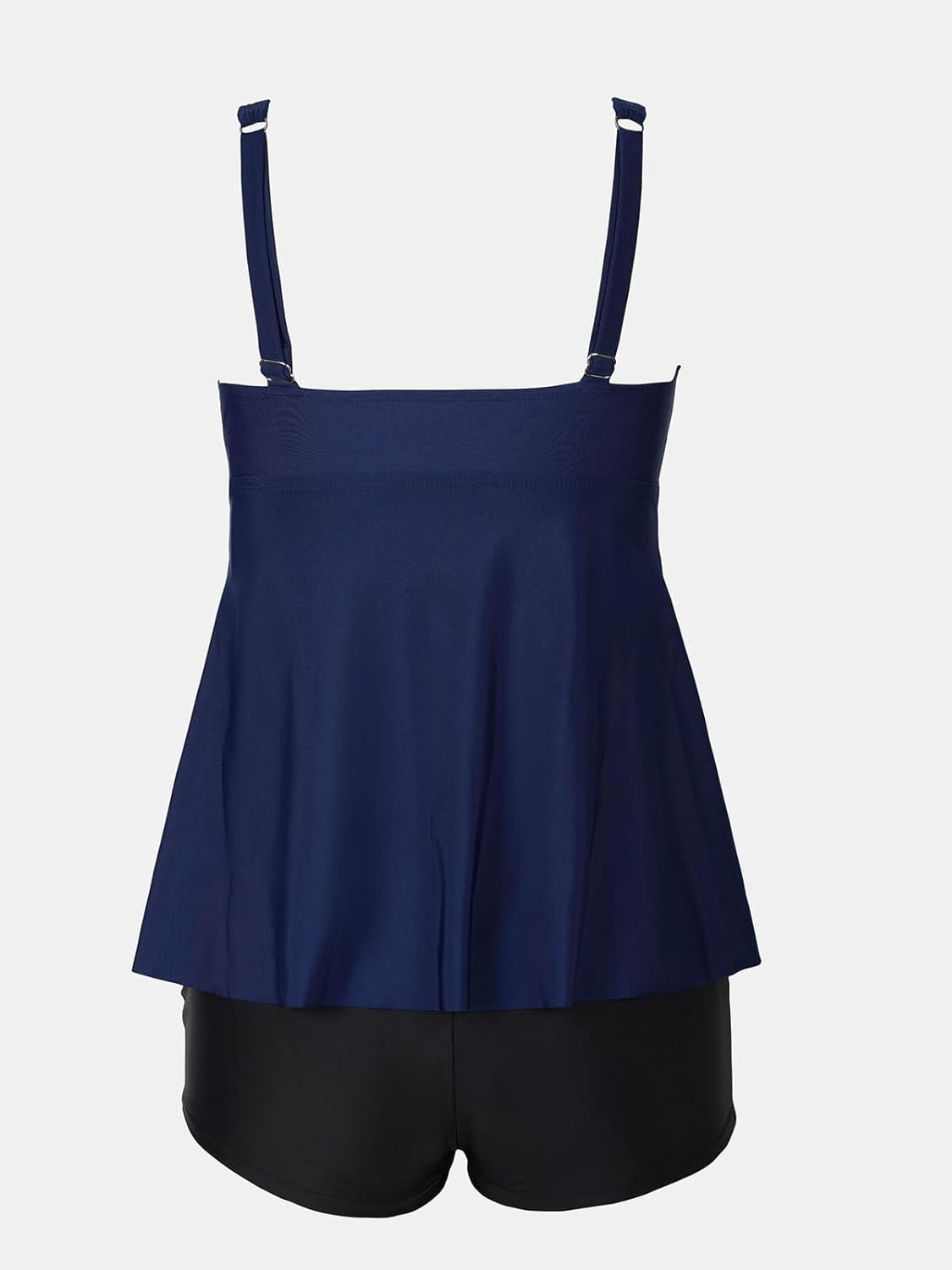 image:imageCUPSHE Womens Tankini Sets Two Piece Swimsuit V Neck High Waisted Boy Shorts Adjustable Straps Ruffled Hem XS4XLNavy BlueBlack