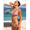 CUPSHE Bikini Set for Women Two Piece Swimsuits V Neck Low Rise Crisscross Back Self Tie Spaghetti Straps(Red/Abstract)