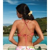 CUPSHE Bikini Top for Women Bathing Suit Criss Cross Self Tie Spaghetti Straps V Neck(Coral Pink)