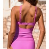 CUPSHE Bikini Top for Women Cross Hight Neck Ruching Bathing Suit with Metal Flower Decoration(Orchid Purple)