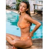 CUPSHE Women’s Bikini Set Two Piece Swimsuit Mid Rise Bathing Suit Twist Sweetheart Neck Self Tie Cheeky Bottom(Orange/Floral)