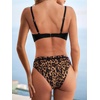 CUPSHE Women’s Bikini Set Wrap Mid Rise Cheeky Floral Swimsuit with Adjustable Straps(Black/Leopard)