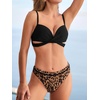 CUPSHE Women’s Bikini Set Wrap Mid Rise Cheeky Floral Swimsuit with Adjustable Straps(Black/Leopard)