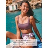 CUPSHE Women’s Bikini Sets Two Piece Swimsuit High Waisted Bathing Suit Square Neck Back Hook Textured Swimwear(Purple/Floral)