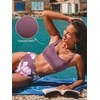 CUPSHE Women’s Bikini Sets Two Piece Swimsuit High Waisted Bathing Suit Square Neck Back Hook Textured Swimwear(Purple/Floral)