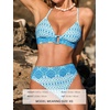 CUPSHE Women’s Bikini Sets Two Piece Swimsuit High Waisted Bathing Suit V Neck Crossback Tie Back Hook(Blue/Floral)