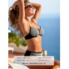 CUPSHE Women’s Bikini Sets Two Piece Swimsuit Underwire Bathing Suit Mid Rise Cutout Back Hook Textured(Black White/Striped)