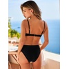 CUPSHE Women’s Bikini Sets Two Piece Swimsuit Underwire Bathing Suit Mid Rise Cutout Back Hook Textured(Black White/Striped)