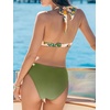 CUPSHE Women’s Bikini Sets Two Piece Swimsuit V Neck Halter Straps Push Up Underwire Bathing Suit Mid Rise(Olive Green/Tropical)