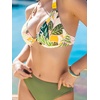 CUPSHE Women’s Bikini Sets Two Piece Swimsuit V Neck Halter Straps Push Up Underwire Bathing Suit Mid Rise(Olive Green/Tropical)
