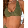 CUPSHE Women’s Bikini Sets V Neck Wide Straps Racer Back Bathing Suit Mid Rise Bottom Textured(Green)