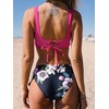 CUPSHE Women’s Bikini Swimsuit Front Cross Lace Up Two Piece Bathing Suit(Magenta)