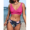 CUPSHE Women’s Bikini Swimsuit Front Cross Lace Up Two Piece Bathing Suit(Magenta)