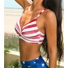 CUPSHE Women’s Bikini Top Bathing Suit V Neck Adjustable Spaghetti Straps Twist Front(Red Striped)