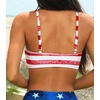 CUPSHE Women’s Bikini Top Bathing Suit V Neck Adjustable Spaghetti Straps Twist Front(Red Striped)