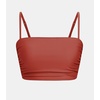 CUPSHE Womens Bikini Top Swimsuit Ruching Bandeau Top Spaghetti Adjustable Straps(Brick Red)