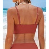 CUPSHE Womens Bikini Top Swimsuit Ruching Bandeau Top Spaghetti Adjustable Straps(Brick Red)