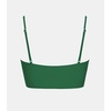 CUPSHE Womens Bikini Top Swimsuit Ruching Bandeau Top Spaghetti Adjustable Straps(Dark Green)