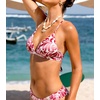 CUPSHE Women’s Bikini Top V Neck Triangle Top Crisscross Back Self Tie Spaghetti Straps(Red/Abstract)
