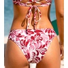 CUPSHE Womens Swimsuit Bikini Bottom Low Rise Bathing Suit(Red/Abstract)