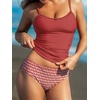 CUPSHE Women’s Tankini Sets Two Piece Swimsuit Scoop Neck Cutout Ruched Mid Rise Reversible Bottom(Red/Diamond)
