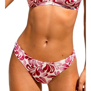 CUPSHE Womens Swimsuit Bikini Bottom Low Rise Bathing Suit(Red/Abstract)