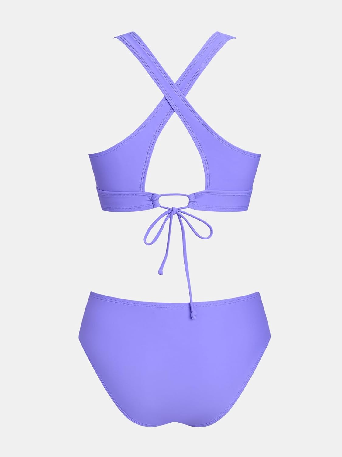 image:imageCUPSHE Bikini Set for Women Two Piece Swimsuit V Neck Triangle Top Wide Straps Cross Back Lace up Mid RisePeriwinkle Purple
