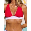 CUPSHE Bikini Set for Women Two Piece Swimsuit V Neck Triangle Top Wide Straps Cross Back Lace up Mid Rise(Blue/Red/White)