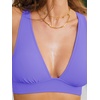 CUPSHE Bikini Set for Women Two Piece Swimsuit V Neck Triangle Top Wide Straps Cross Back Lace up Mid Rise(Periwinkle Purple)