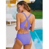 CUPSHE Bikini Set for Women Two Piece Swimsuit V Neck Triangle Top Wide Straps Cross Back Lace up Mid Rise(Periwinkle Purple)
