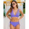CUPSHE Bikini Set for Women Two Piece Swimsuit V Neck Triangle Top Wide Straps Cross Back Lace up Mid Rise(Periwinkle Purple)