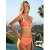 CUPSHE Two Piece Swimsuit Women V Neck O Ring Stitching Bikini Set Color Blocked Back Hook Swimwear(Orange/White)