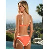 CUPSHE Two Piece Swimsuit Women V Neck O Ring Stitching Bikini Set Color Blocked Back Hook Swimwear(Orange/White)