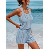 CUPSHE Women Crochet Coverup Tops Sleeveless Scalloped Cropped Beach Coverup Top(Blue)