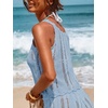 CUPSHE Women Crochet Coverup Tops Sleeveless Scalloped Cropped Beach Coverup Top(Blue)