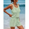 CUPSHE Women Crochet Coverup Tops Sleeveless Scalloped Cropped Beach Coverup Top(Green)