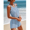 CUPSHE Women Crochet Swimsuit Cover Ups Shorts Drawstring Hollow Out Beach Coverup Shorts(Blue)