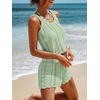 CUPSHE Women Crochet Swimsuit Cover Ups Shorts Drawstring Hollow Out Beach Coverup Shorts(Green)