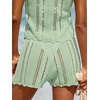 CUPSHE Women Crochet Swimsuit Cover Ups Shorts Drawstring Hollow Out Beach Coverup Shorts(Green)