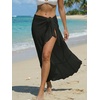 CUPSHE Women Sarong Coverups Chiffon Ruffle Self Tie Sarong Wraps Skirt Beach Sarongs for Swimwear(Black)