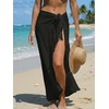 CUPSHE Women Sarong Coverups Chiffon Ruffle Self Tie Sarong Wraps Skirt Beach Sarongs for Swimwear(Black)