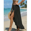 CUPSHE Women Sarong Coverups Chiffon Ruffle Self Tie Sarong Wraps Skirt Beach Sarongs for Swimwear(Black)