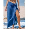 CUPSHE Women Sarong Coverups Chiffon Ruffle Self Tie Sarong Wraps Skirt Beach Sarongs for Swimwear(Blue)